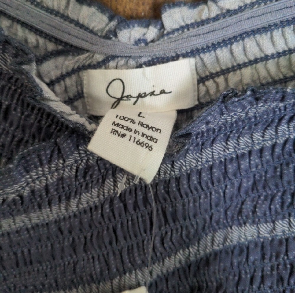 NWT Blue Striped Off-Shoulder Maxi Dress - Picture 2 of 4